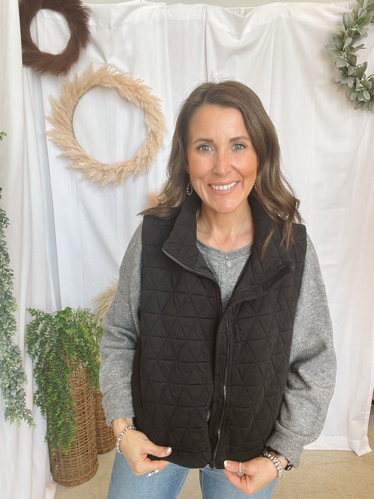 Geo Quilted Vest-Black-Vests-hyfve-The Silo Boutique, Women's Fashion Boutique Located in Warren and Grand Forks North Dakota