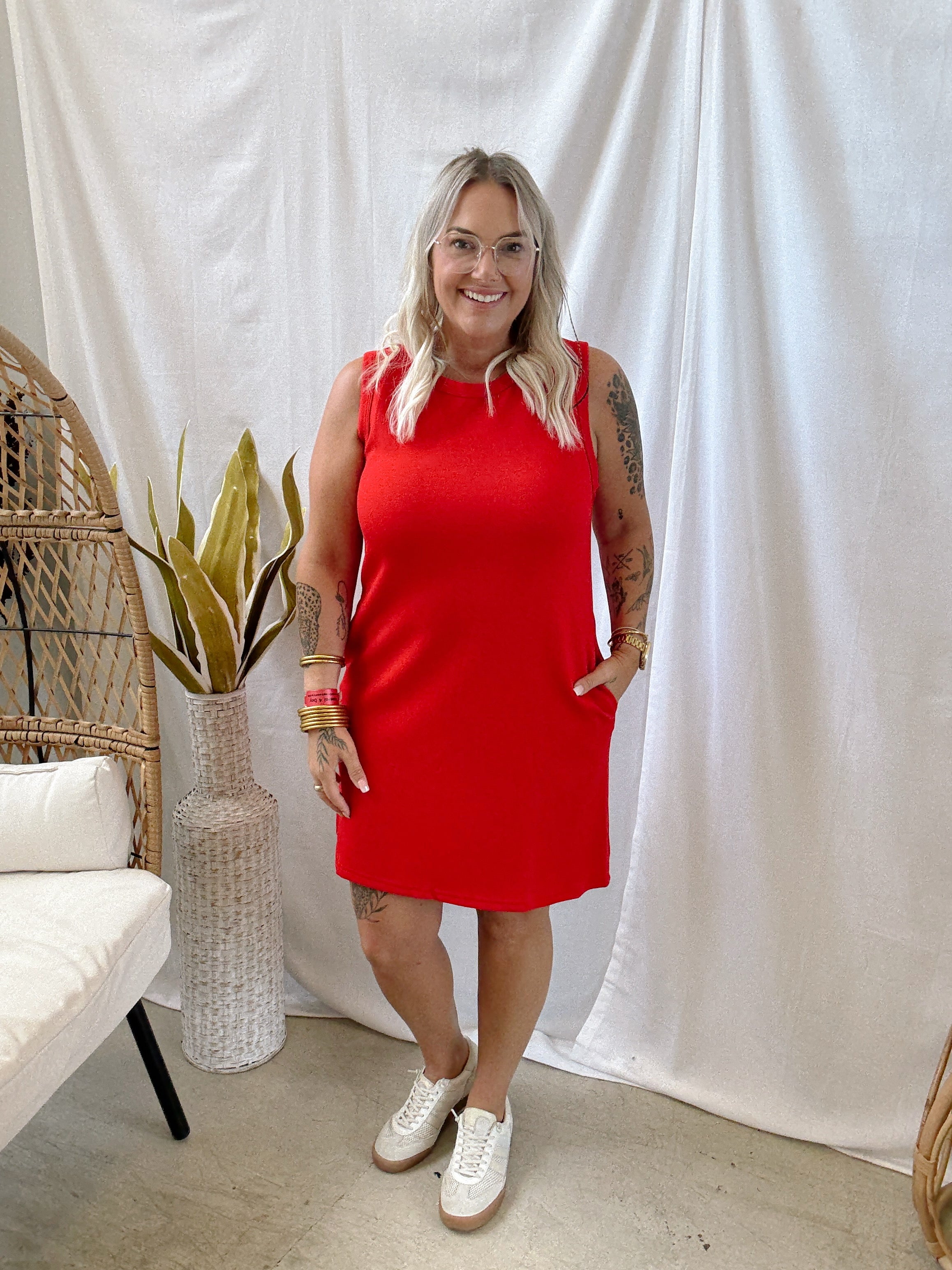 Red Scuba Tank Dress-Dresses-wishlist-The Silo Boutique, Women's Fashion Boutique Located in Warren and Grand Forks North Dakota