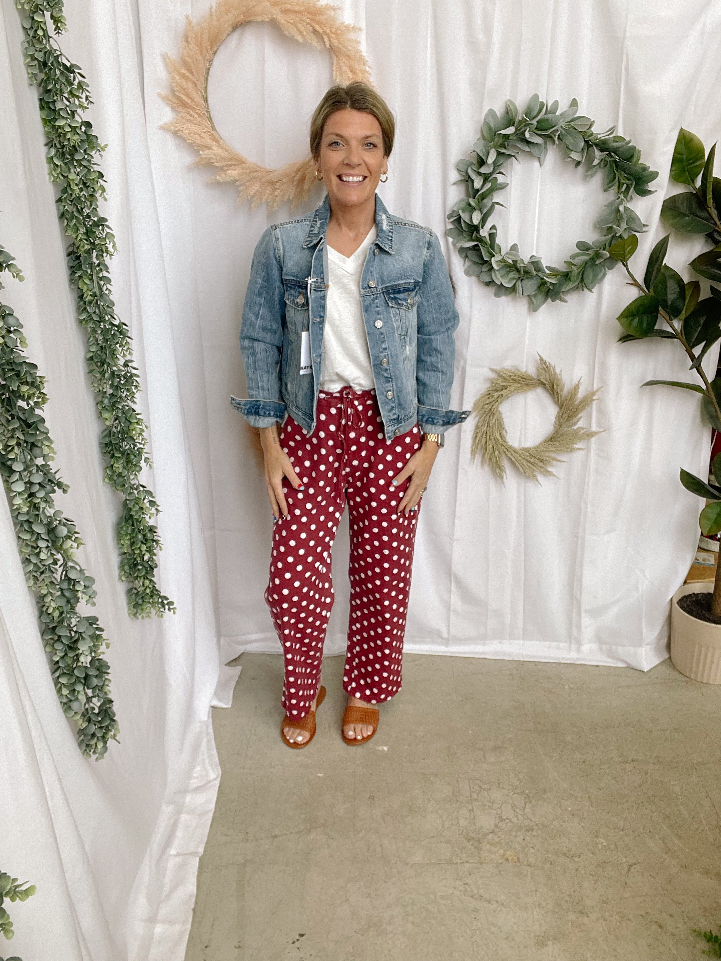 Layla Polka Dot Pants-Brick-Pants-lovlov-The Silo Boutique, Women's Fashion Boutique Located in Warren and Grand Forks North Dakota