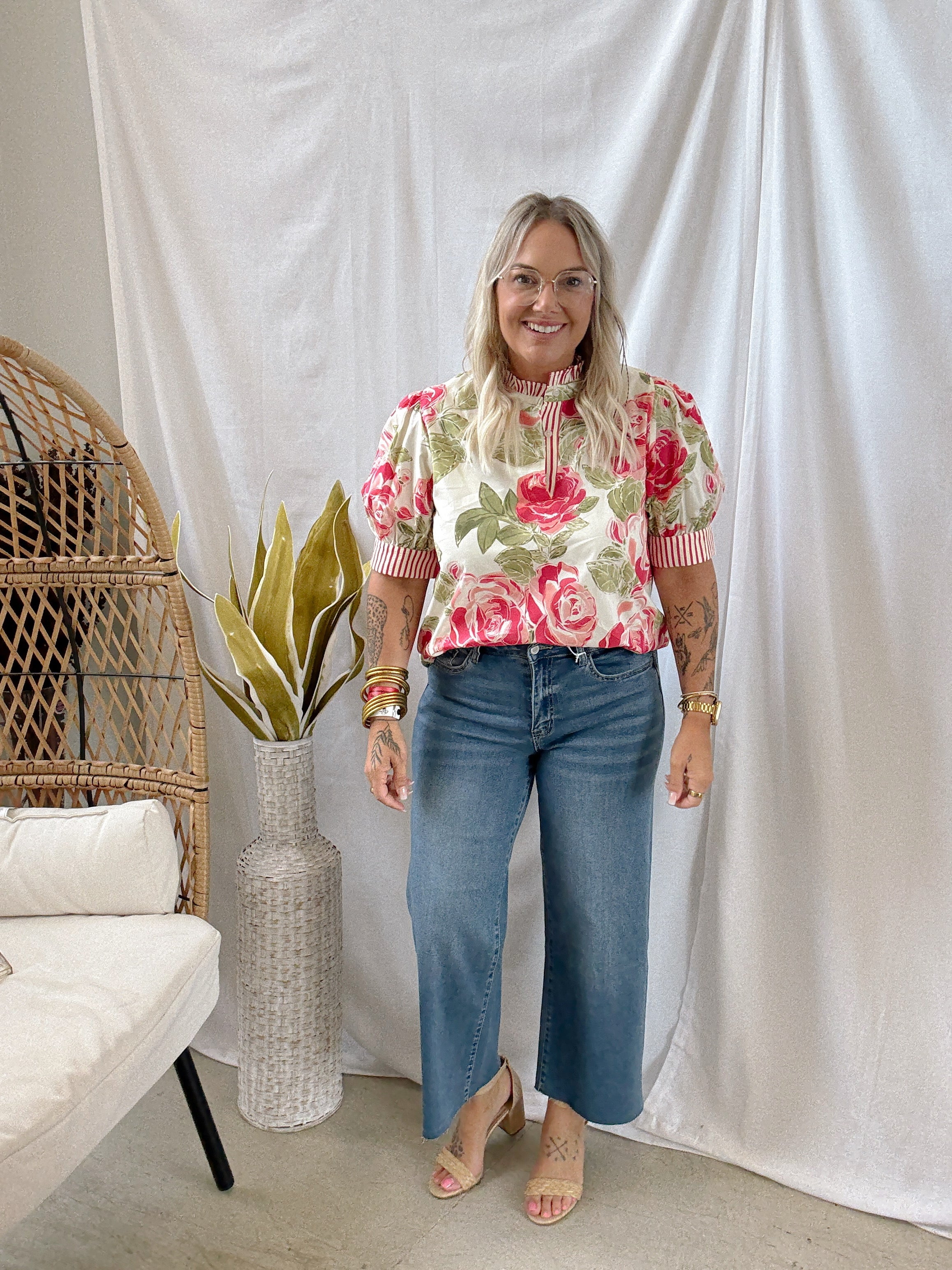 JoJo Floral Ruffle Top-Graphic Tees-jodifl-The Silo Boutique, Women's Fashion Boutique Located in Warren and Grand Forks North Dakota