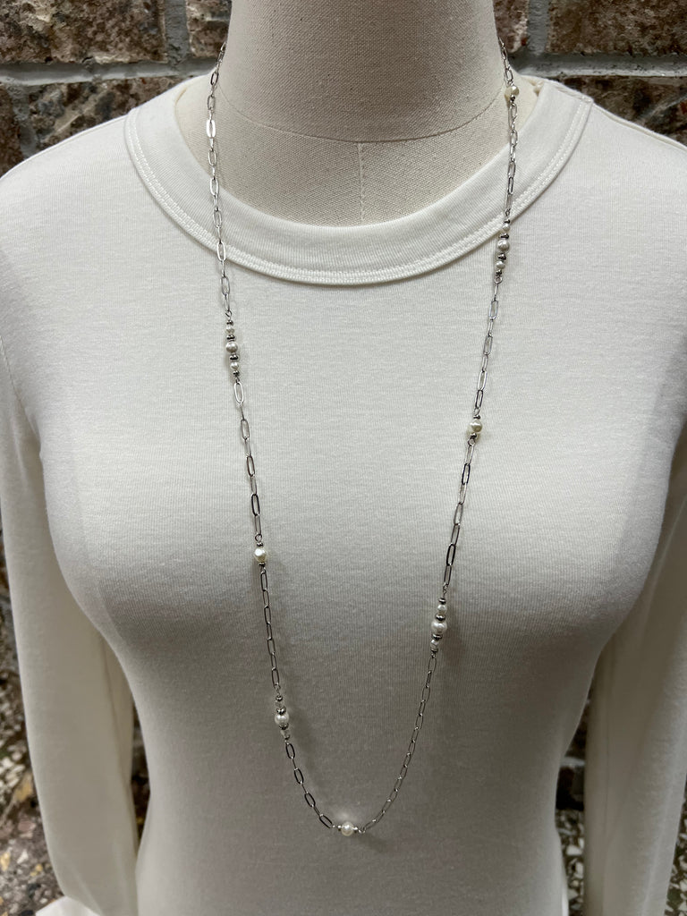 Fame Long Pearl Chain Necklace-Necklaces-Fame-The Silo Boutique, Women's Fashion Boutique Located in Warren and Grand Forks North Dakota