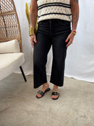 Vervet Super Soft Black Crop Wide Leg Jeans-Jeans-vervet-The Silo Boutique, Women's Fashion Boutique Located in Warren and Grand Forks North Dakota