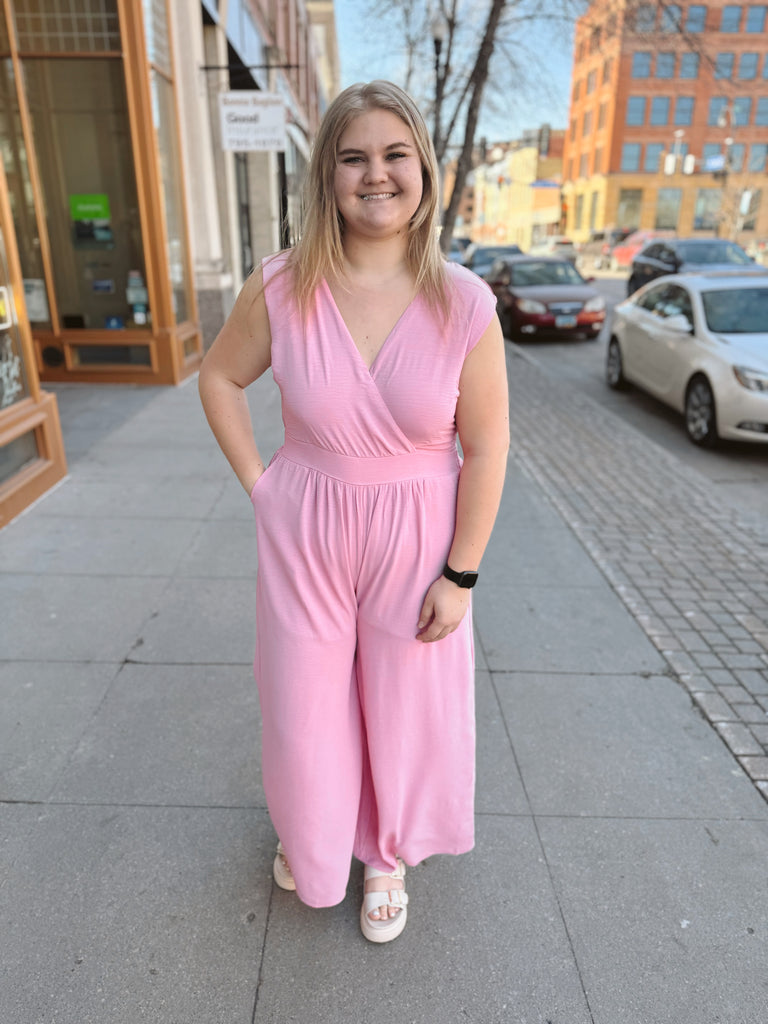 Pink Sky Jumpsuit-Jumpsuits & Rompers-she and sky-The Silo Boutique, Women's Fashion Boutique Located in Warren and Grand Forks North Dakota