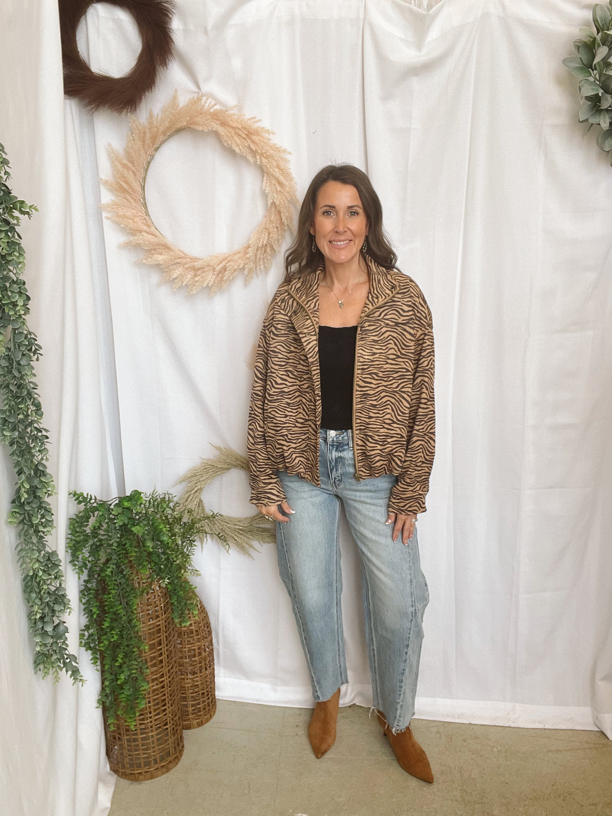 Jaelyn Zebra Print Jacket-Sweaters-ENTRO-The Silo Boutique, Women's Fashion Boutique Located in Warren and Grand Forks North Dakota