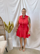 Collared Tank Dress-Red-Final Sale-Dresses-entro-The Silo Boutique, Women's Fashion Boutique Located in Warren and Grand Forks North Dakota