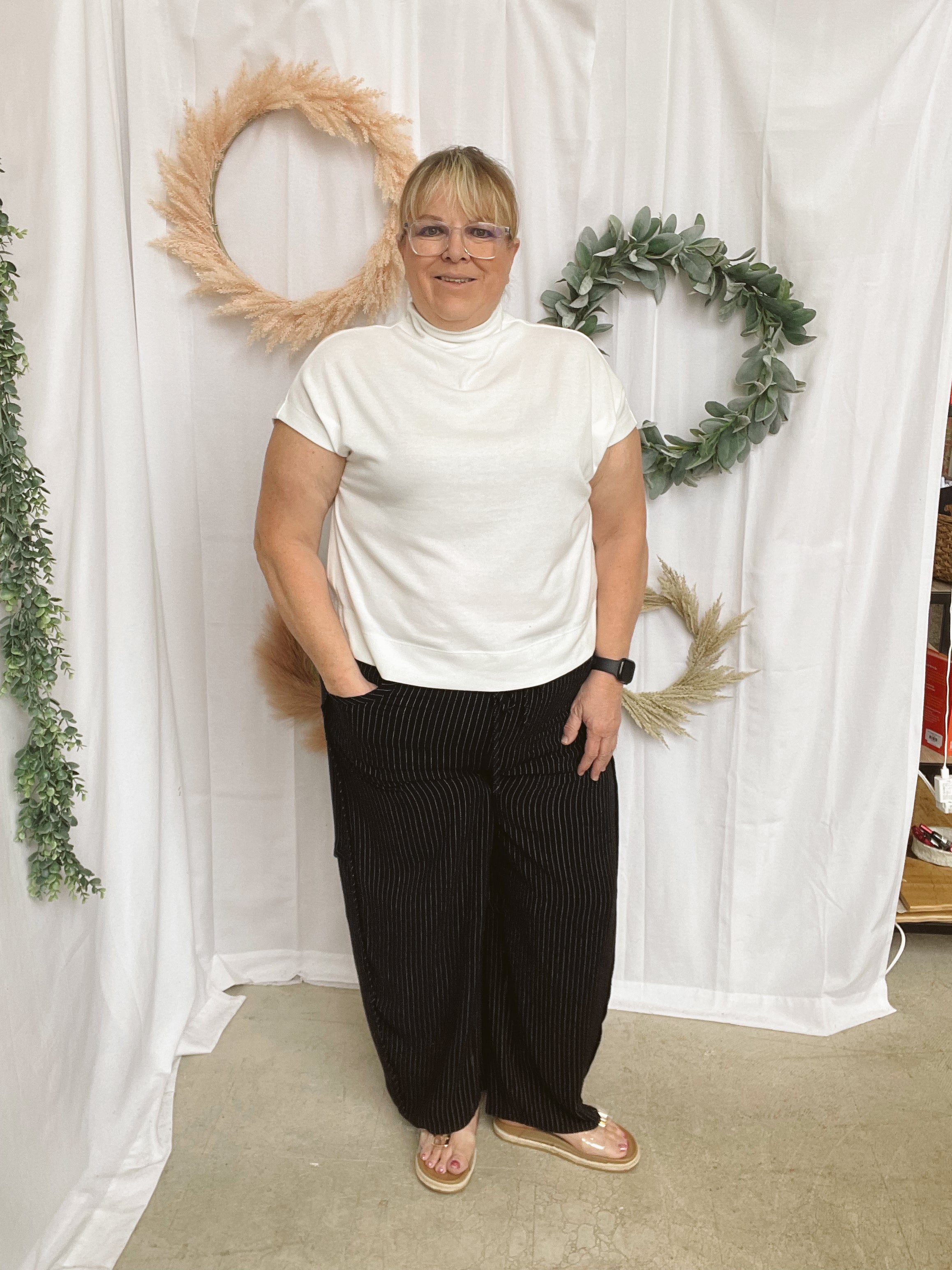 The Lovey Striped Pants-Black-The Silo Boutique-The Silo Boutique, Women's Fashion Boutique Located in Warren and Grand Forks North Dakota