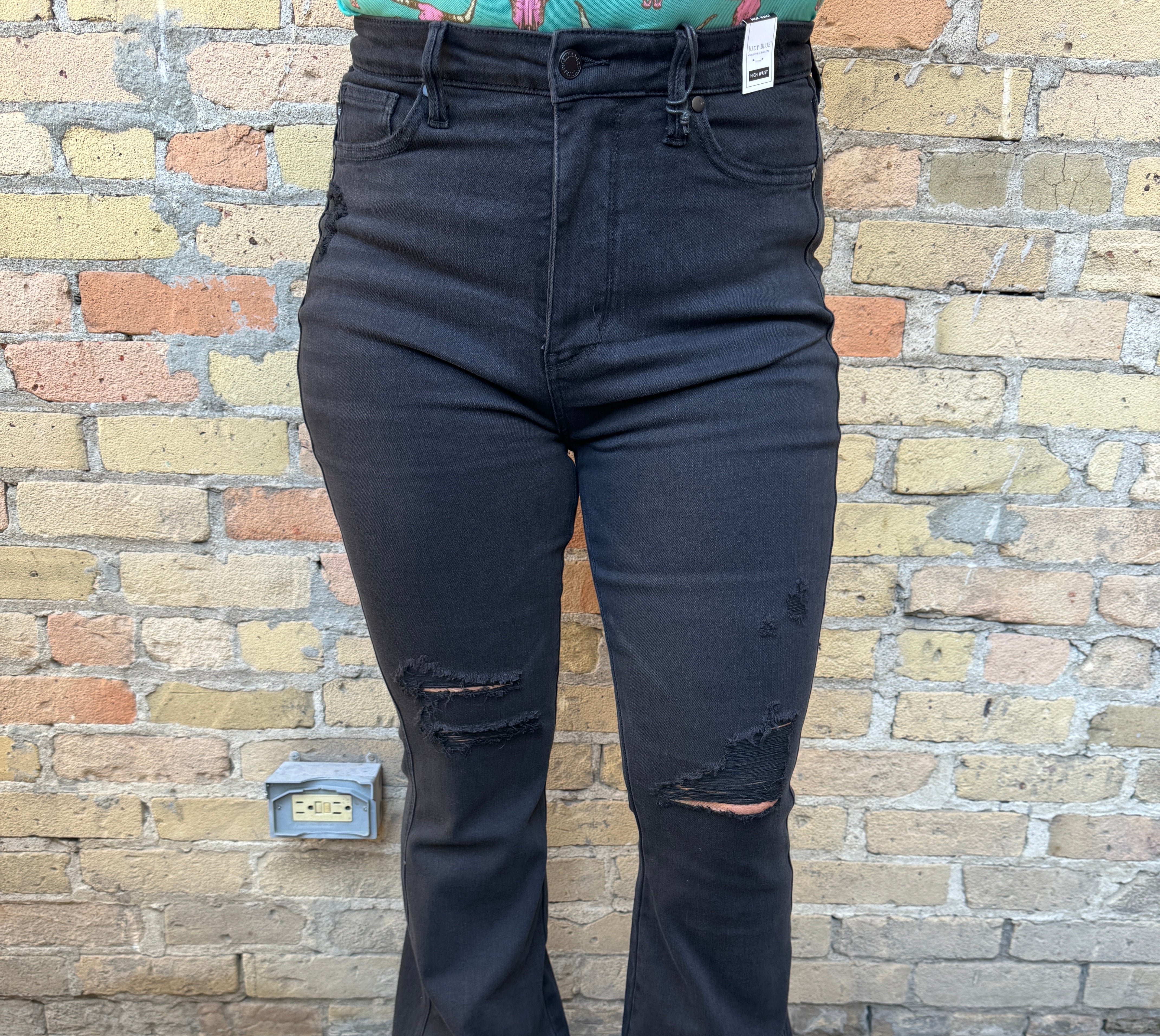 Judy Blue Black Flare Jeans-Jeans-judy blue-The Silo Boutique, Women's Fashion Boutique Located in Warren and Grand Forks North Dakota