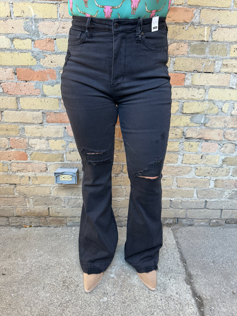 Judy Blue Black Flare Jeans-Jeans-judy blue-The Silo Boutique, Women's Fashion Boutique Located in Warren and Grand Forks North Dakota