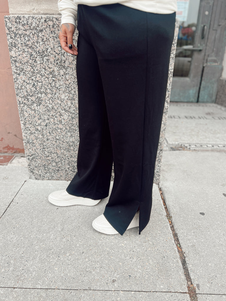 Scuba Black Modal Pants-Jumpsuits & Rompers-before you-The Silo Boutique, Women's Fashion Boutique Located in Warren and Grand Forks North Dakota