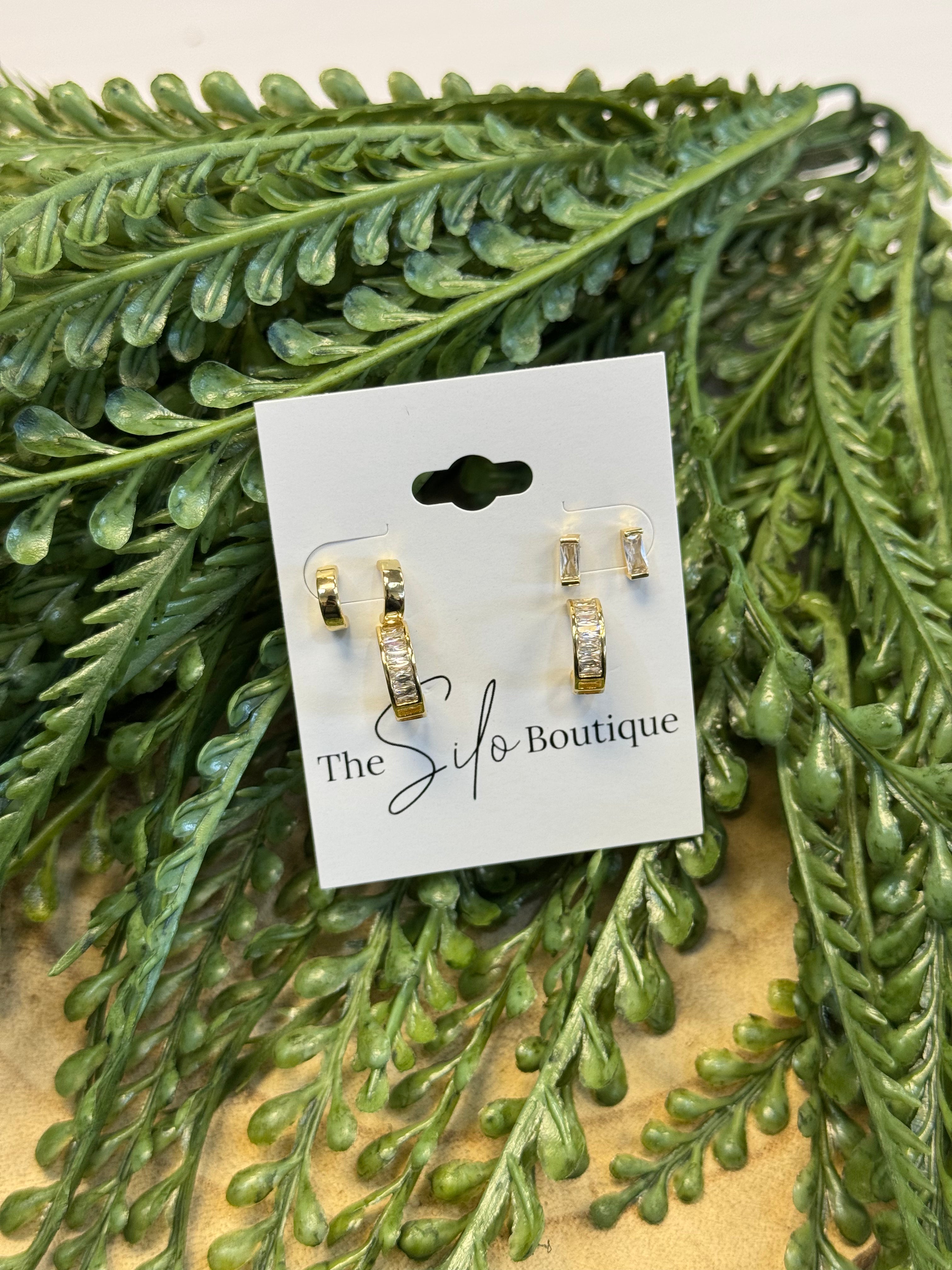 Trio Gold Mini Earring Set-Earrings-fame-The Silo Boutique, Women's Fashion Boutique Located in Warren and Grand Forks North Dakota