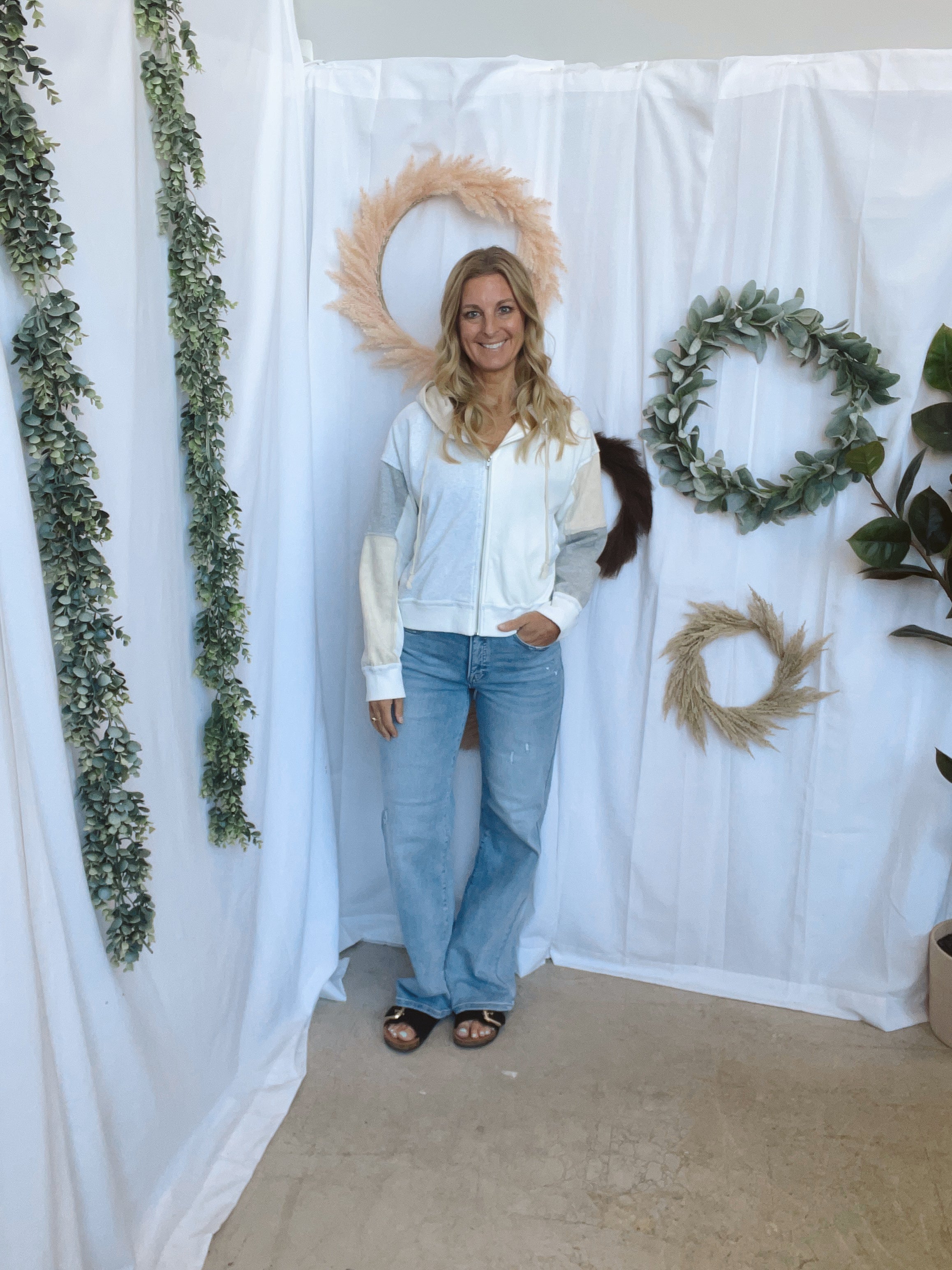 Oatmeal Mix Zip Up Sweatshirt-Sweatshirts-mystree-The Silo Boutique, Women's Fashion Boutique Located in Warren and Grand Forks North Dakota