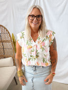 Favorite Floral Short Sleeve Top-Short Sleeve Tops-les amis-The Silo Boutique, Women's Fashion Boutique Located in Warren and Grand Forks North Dakota
