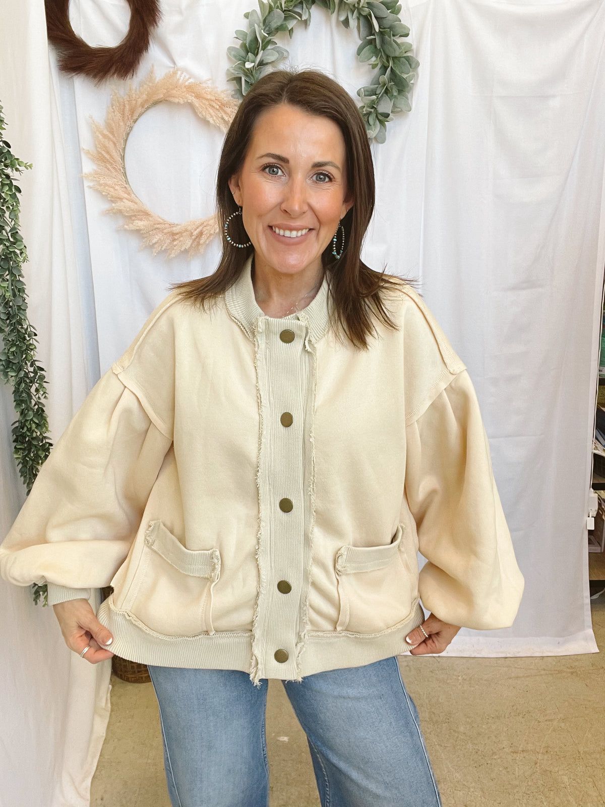 Heidi Snap Button Cardigan Jacket-Cream-Shackets-hyfve-The Silo Boutique, Women's Fashion Boutique Located in Warren and Grand Forks North Dakota