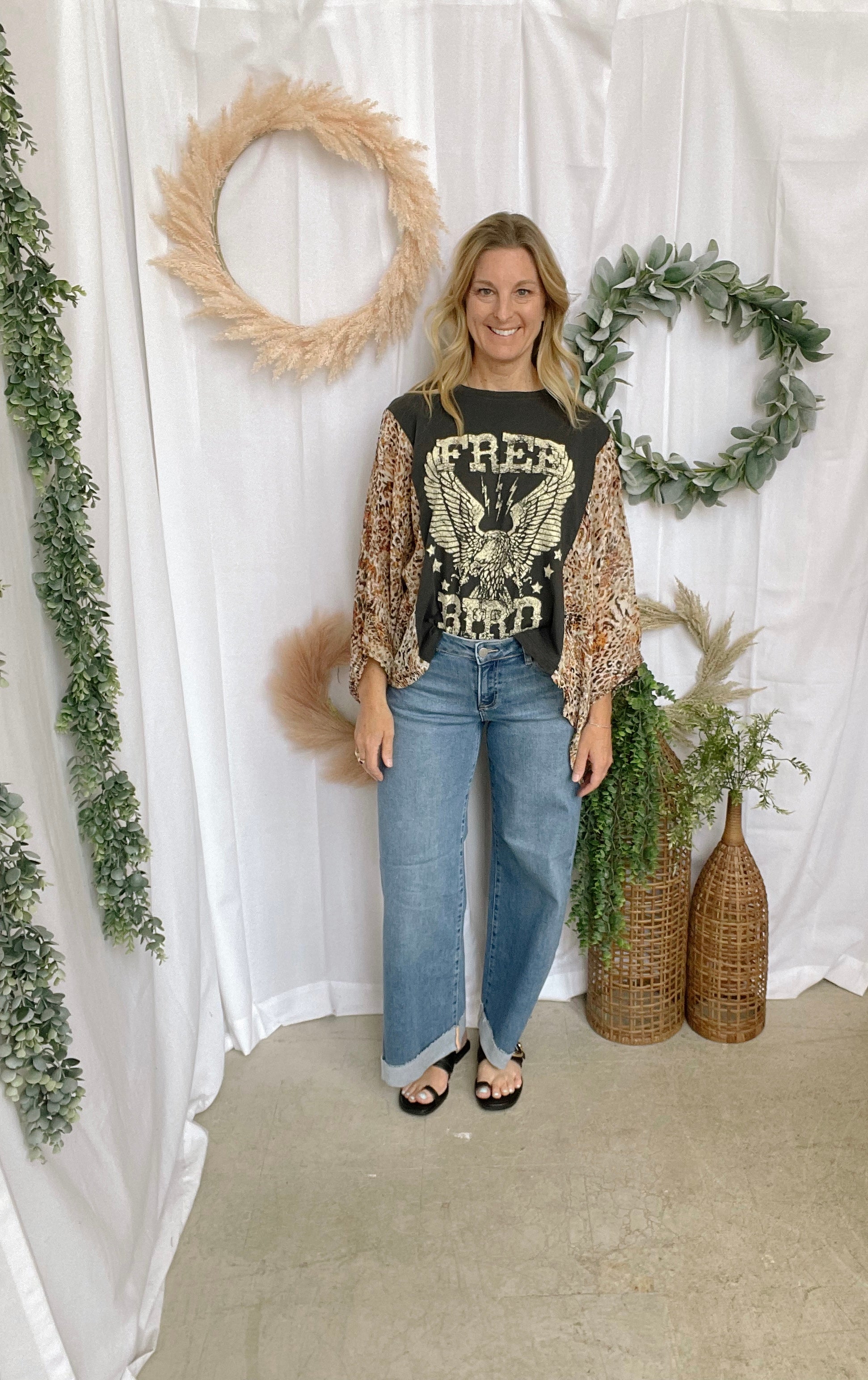 Risen Ankle Wide Leg Cuff Jeans-Jeans-risen-The Silo Boutique, Women's Fashion Boutique Located in Warren and Grand Forks North Dakota