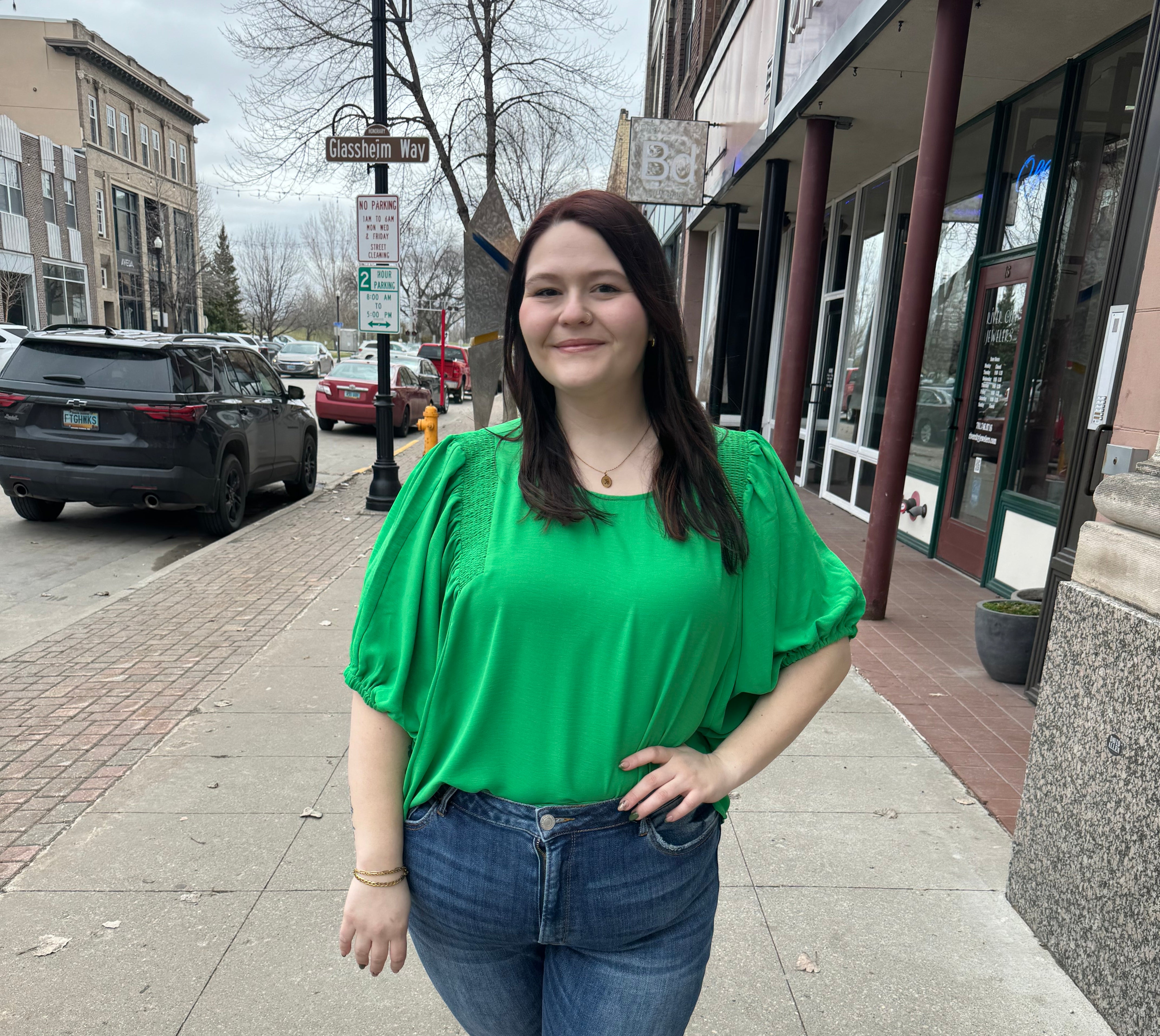 Kelly Green Smocking Top-Short Sleeve Tops-entro-The Silo Boutique, Women's Fashion Boutique Located in Warren and Grand Forks North Dakota