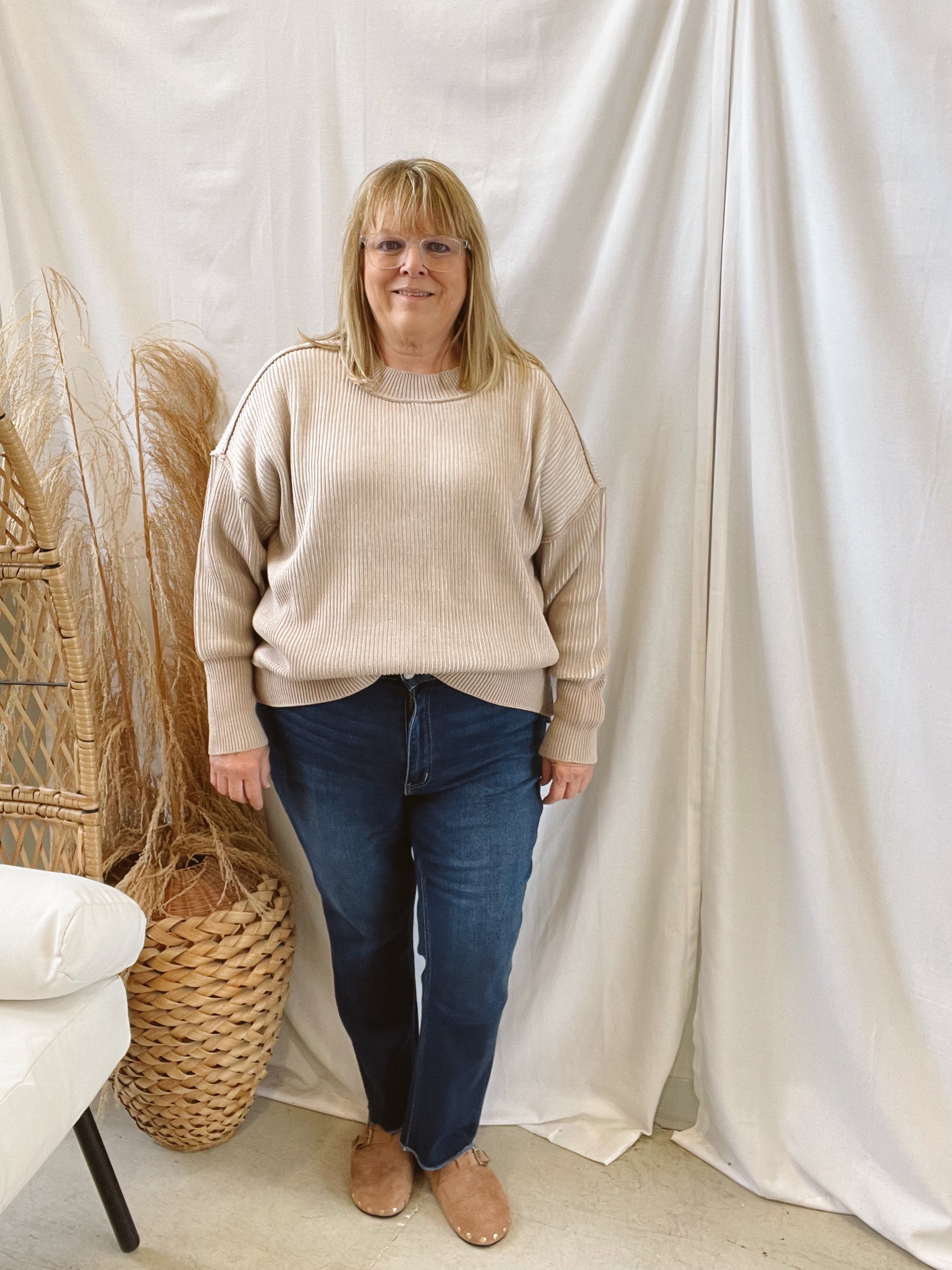 Zen Ash Mocha Seam Sweater-Sweaters-Zenana-The Silo Boutique, Women's Fashion Boutique Located in Warren and Grand Forks North Dakota