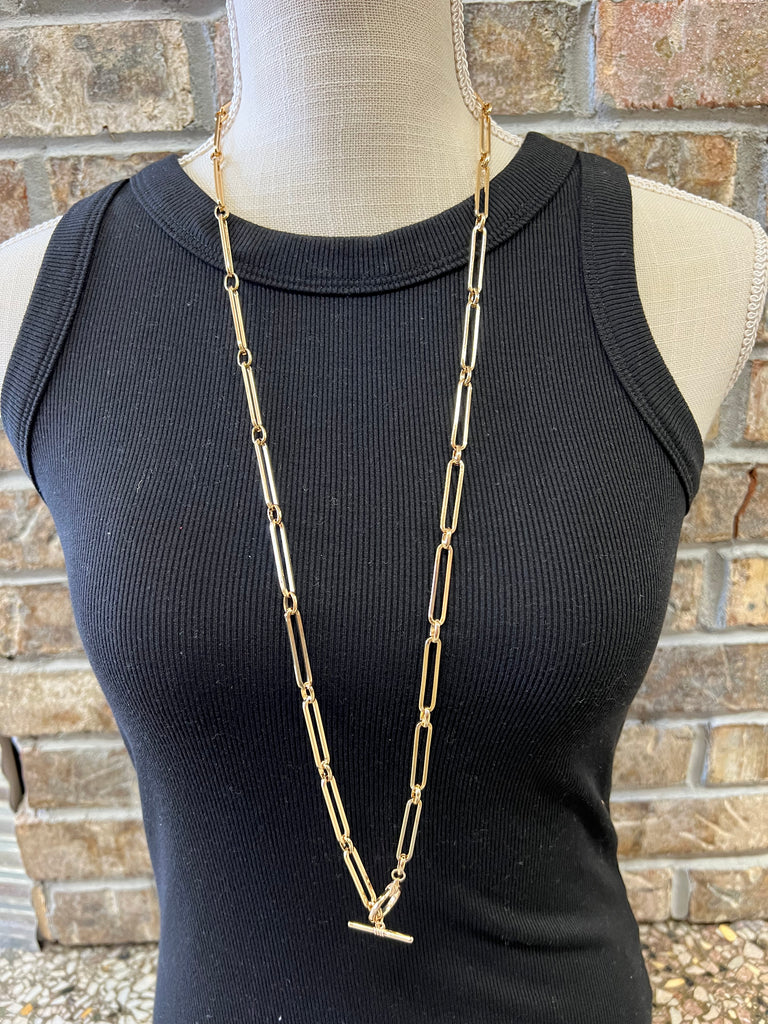 Long Oval Chain Toggle Necklace-Necklaces-Fame-The Silo Boutique, Women's Fashion Boutique Located in Warren and Grand Forks North Dakota