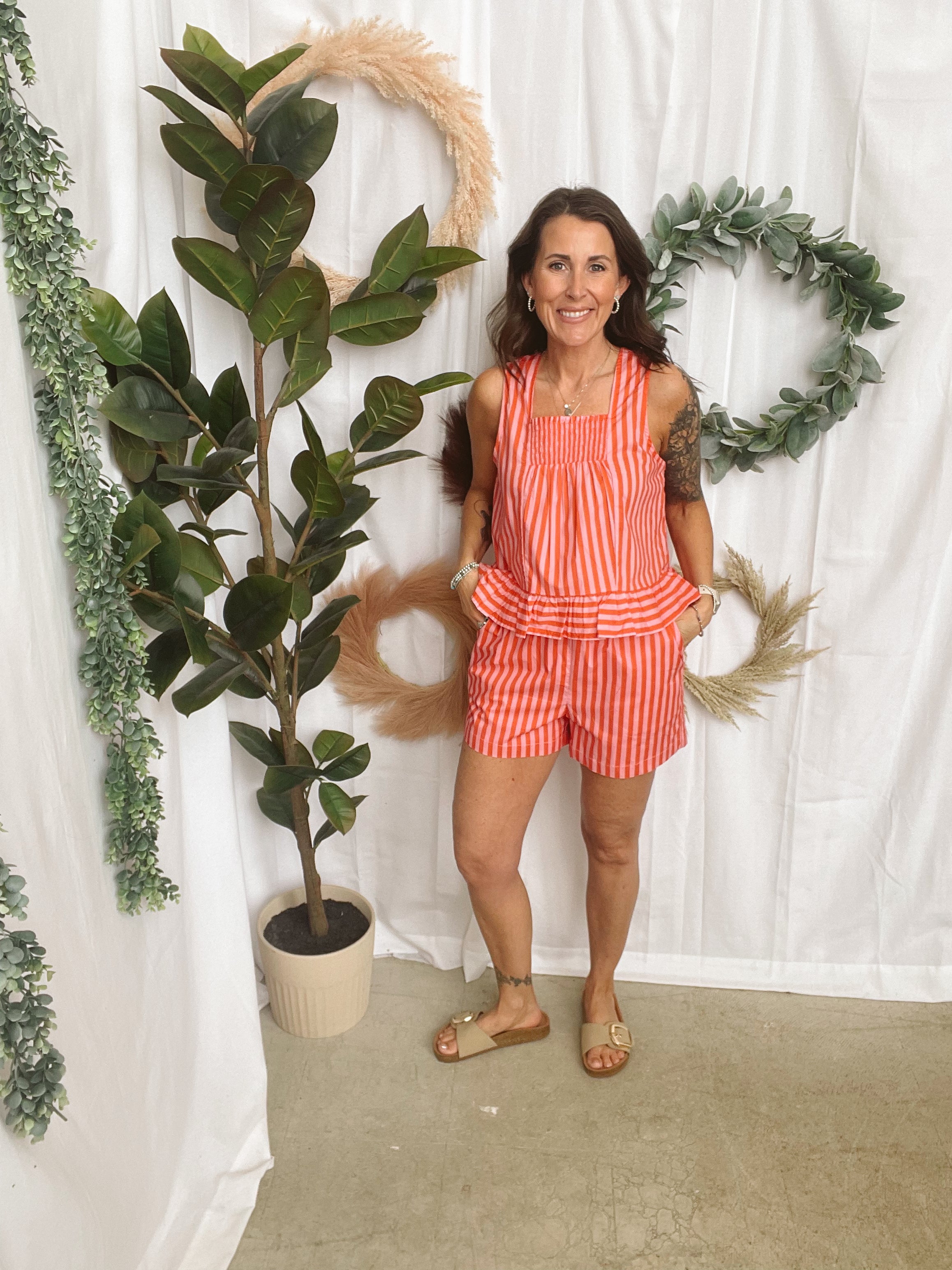 Pink Striped Shorts-Shorts-ENTRO-The Silo Boutique, Women's Fashion Boutique Located in Warren and Grand Forks North Dakota