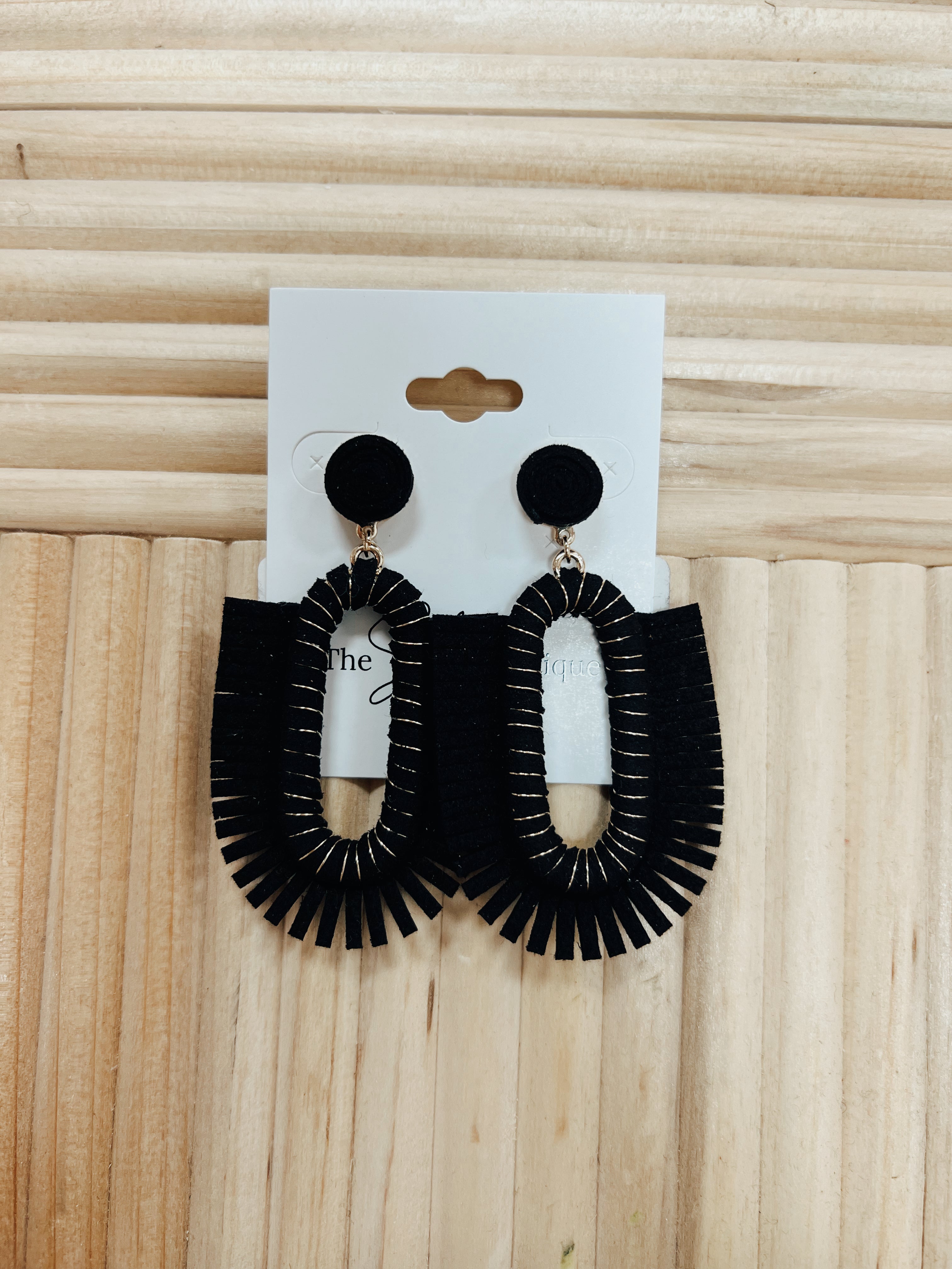 Suede Fringe Dangle Earrings