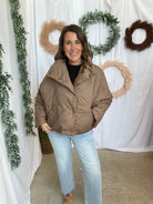 Muse Mia Quilted Puffer Jacket-Brown-Coats & Jackets-miou muse-The Silo Boutique, Women's Fashion Boutique Located in Warren and Grand Forks North Dakota