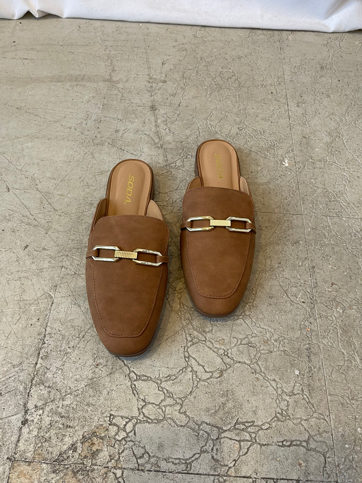 Soda Eleanor Mule-Tan-Sandals-soda-The Silo Boutique, Women's Fashion Boutique Located in Warren and Grand Forks North Dakota