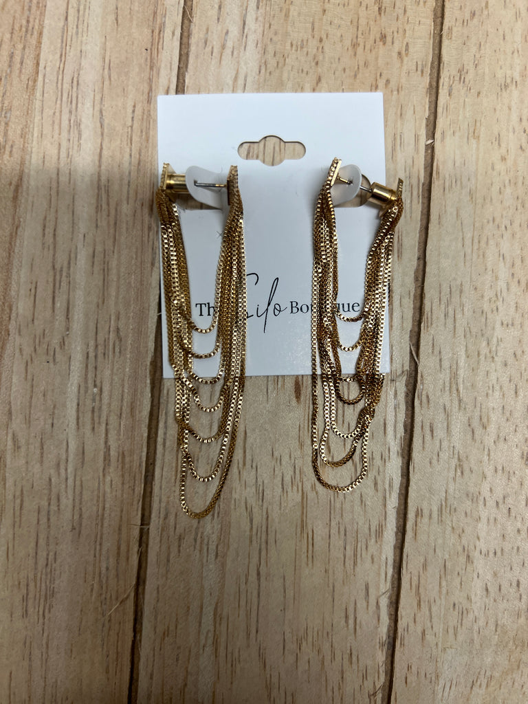 Chain Link Fringe Earrings-Earrings-Fame-The Silo Boutique, Women's Fashion Boutique Located in Warren and Grand Forks North Dakota