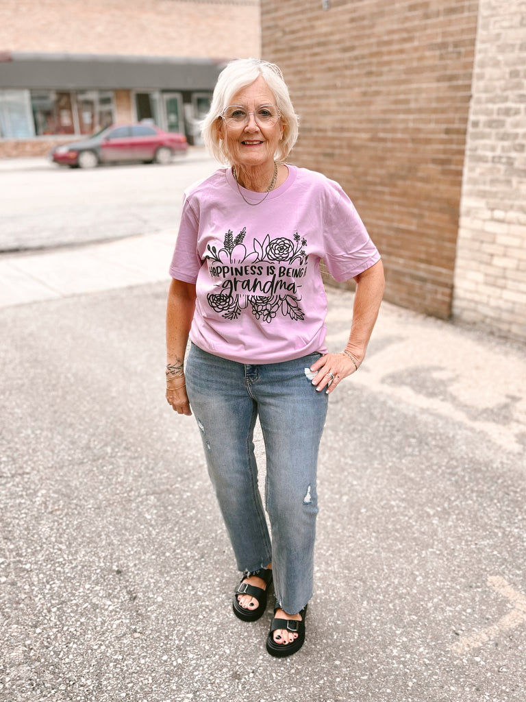 Lilac Happiness Is Being A Grandma Tee-Graphic Tees-faire-The Silo Boutique, Women's Fashion Boutique Located in Warren and Grand Forks North Dakota