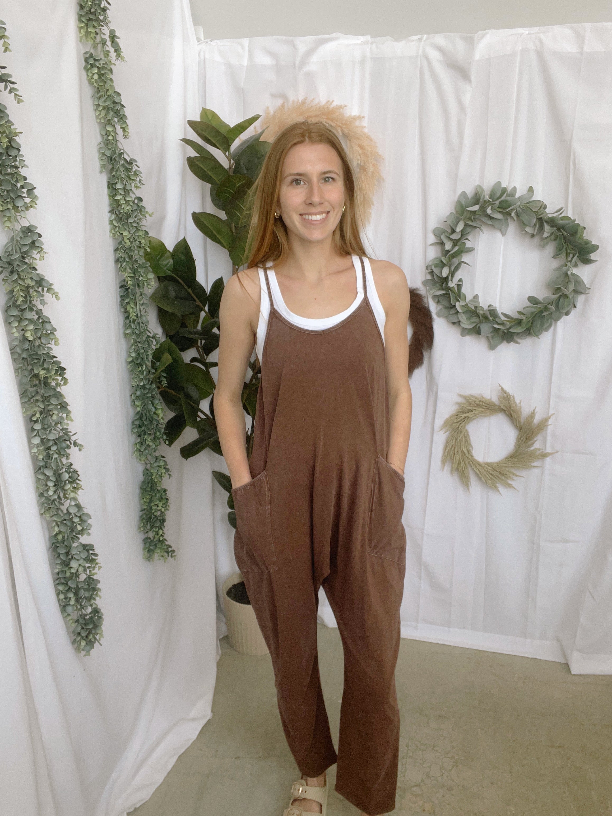 Feeling Free Jumpsuit-Brown-Jumpsuits & Rompers-hyfve-The Silo Boutique, Women's Fashion Boutique Located in Warren and Grand Forks North Dakota