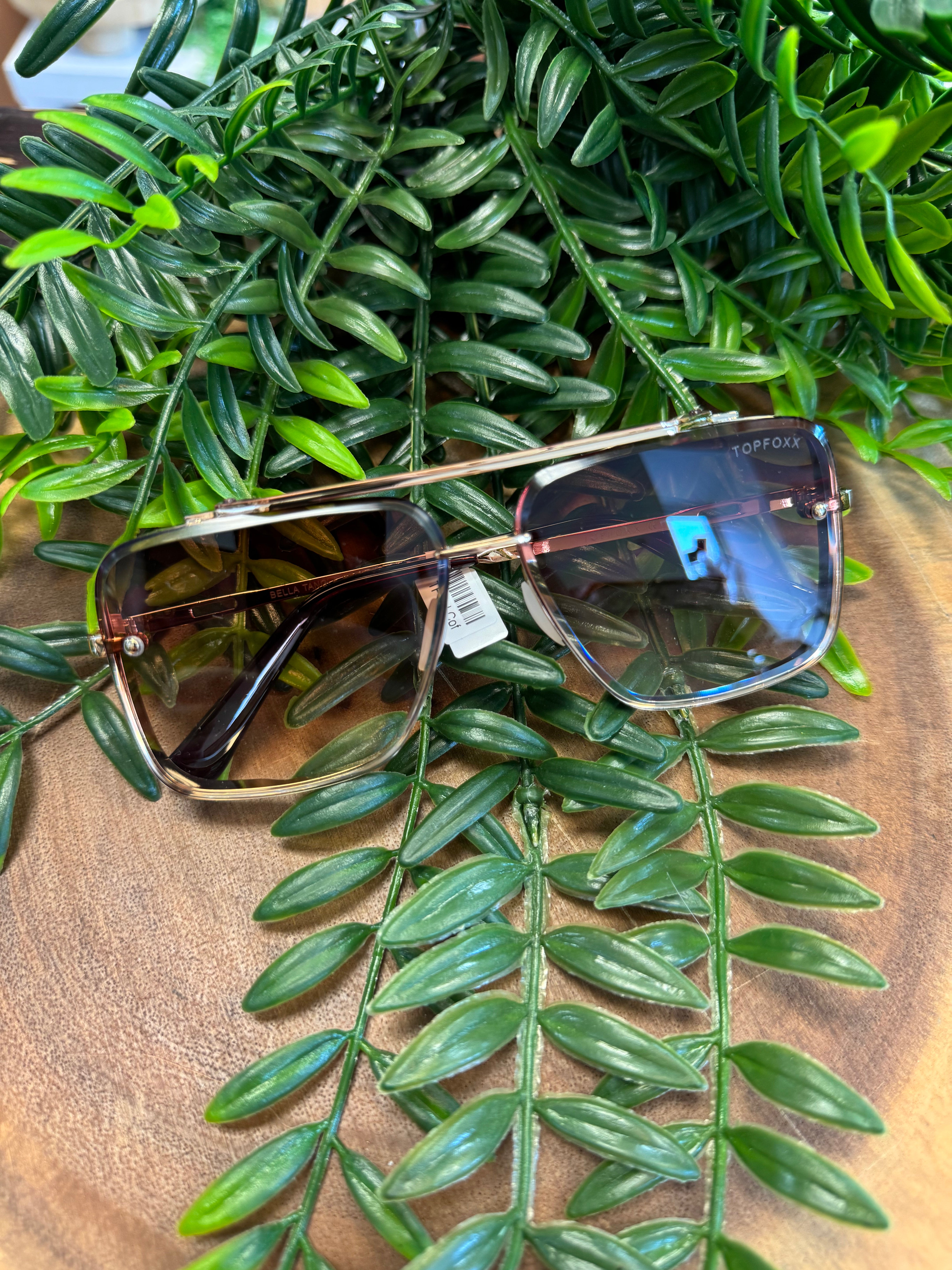 TopFoxx Bella Coffee Sunglasses-Sunglasses-topfoxx-The Silo Boutique, Women's Fashion Boutique Located in Warren and Grand Forks North Dakota