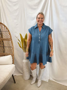 Denim Collar Dress-Final Sale-Dresses-entro-The Silo Boutique, Women's Fashion Boutique Located in Warren and Grand Forks North Dakota