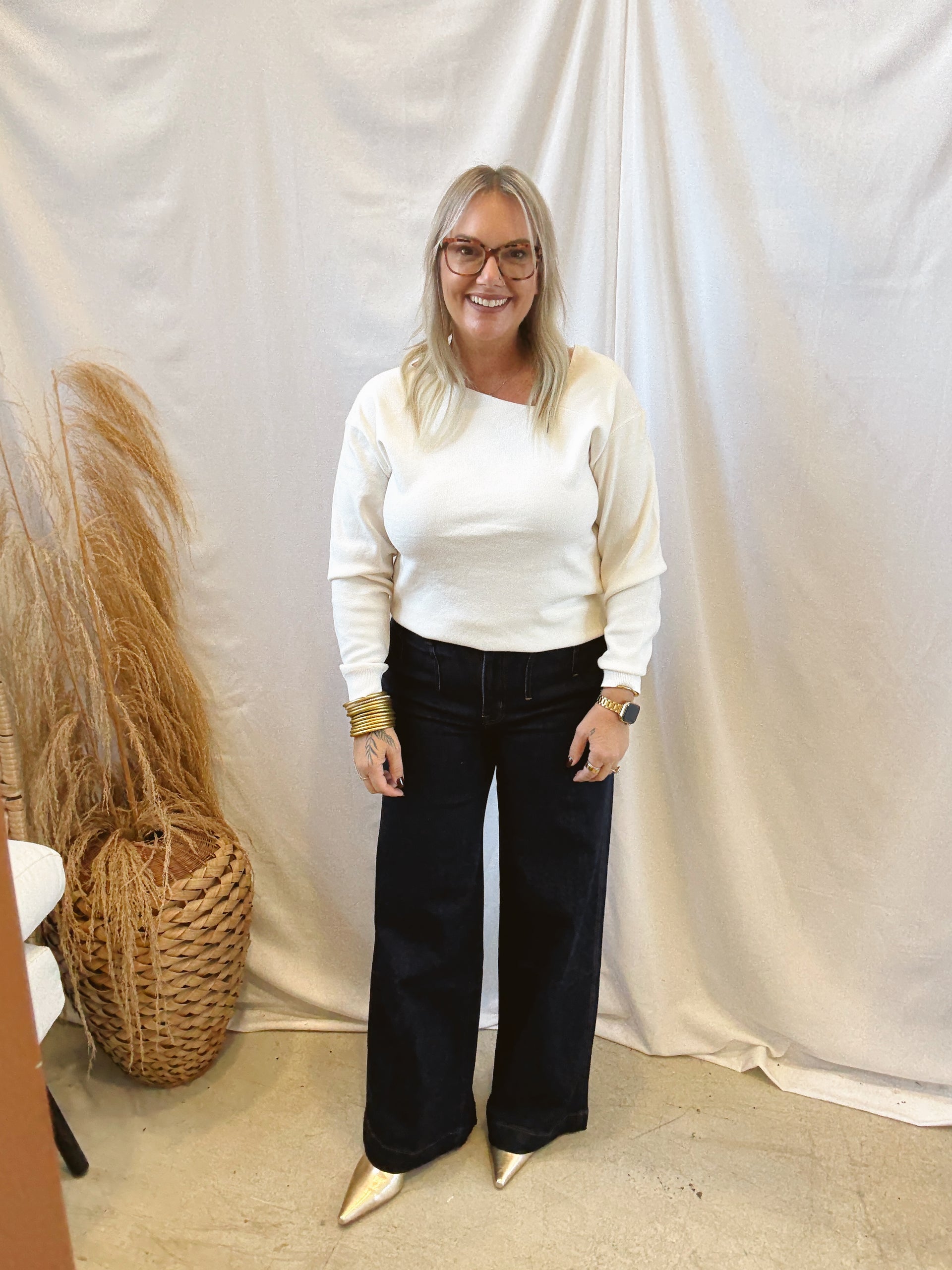 Asymmetric Neck Sweater-Ivory – The Silo Boutique