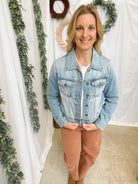 Hidden Fur Collar Denim Jacket-Coats & Jackets-Hidden-The Silo Boutique, Women's Fashion Boutique Located in Warren and Grand Forks North Dakota