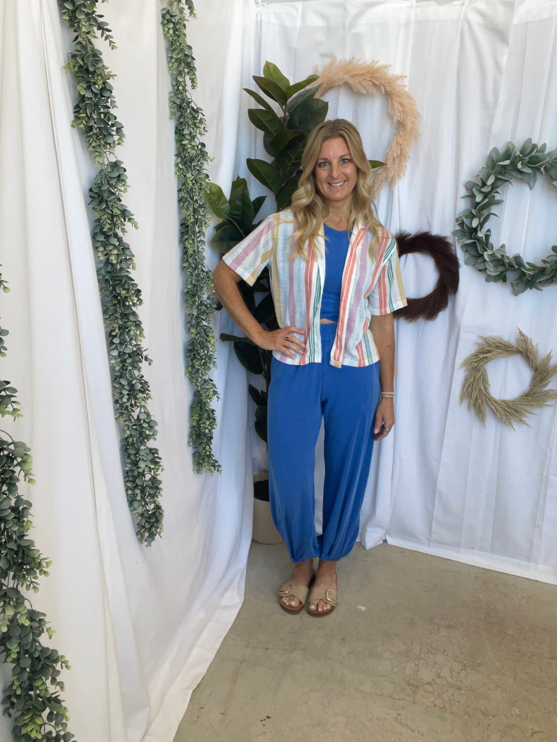 Multi Color Button Up Top-Short Sleeve Tops-hem and thread-The Silo Boutique, Women's Fashion Boutique Located in Warren and Grand Forks North Dakota