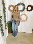 Annie Raglan Ribbed Sweater-Taupe-Sweaters-blu pepper-The Silo Boutique, Women's Fashion Boutique Located in Warren and Grand Forks North Dakota