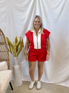 Red Classic Romper-Final Sale-Jumpsuits & Rompers-ENTRO-The Silo Boutique, Women's Fashion Boutique Located in Warren and Grand Forks North Dakota