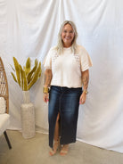 Knit Side Tie Sweater Top-Soft Cream-Short Sleeve Tops-ENTRO-The Silo Boutique, Women's Fashion Boutique Located in Warren and Grand Forks North Dakota