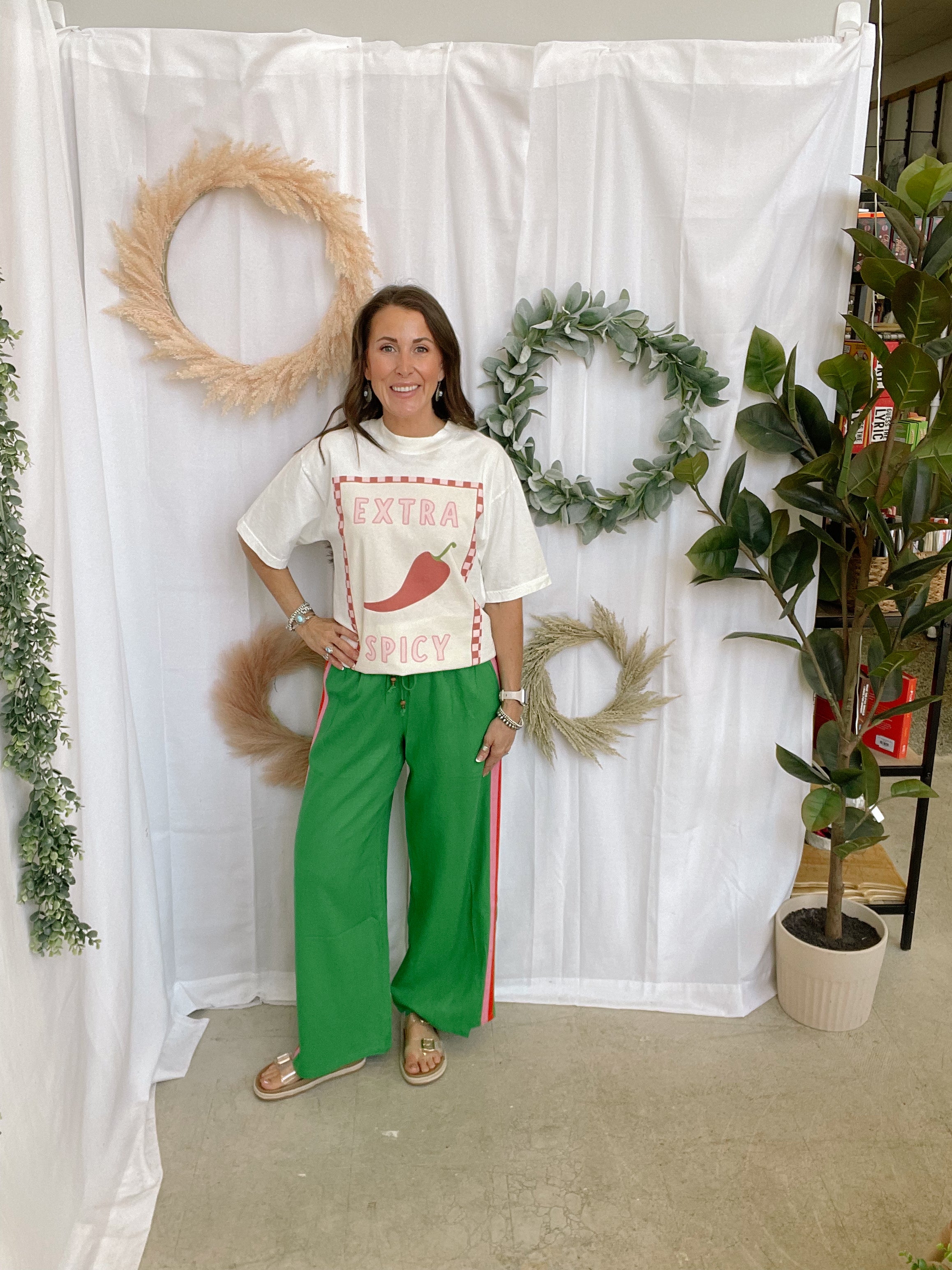 THML Green Stripe Pants-Pants-thml-The Silo Boutique, Women's Fashion Boutique Located in Warren and Grand Forks North Dakota