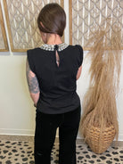 Elan Rhinestone Neck Sleeveless Top-Black-Tank Tops-elan-The Silo Boutique, Women's Fashion Boutique Located in Warren and Grand Forks North Dakota