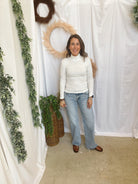 Lexie Seam Turtleneck-White-Long Sleeve Tops-hyfve-The Silo Boutique, Women's Fashion Boutique Located in Warren and Grand Forks North Dakota