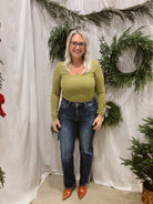 Risen Medium Dark Straight Jeans-Jeans-risen-The Silo Boutique, Women's Fashion Boutique Located in Warren and Grand Forks North Dakota