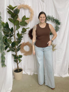 Cotierra Ribbed Tank Top-Brown-Tank Tops-cotierra-The Silo Boutique, Women's Fashion Boutique Located in Warren and Grand Forks North Dakota