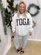 Brown Font Pilates & Yoga Sweatshirt-Sweatshirts-bucketlist-The Silo Boutique, Women's Fashion Boutique Located in Warren and Grand Forks North Dakota
