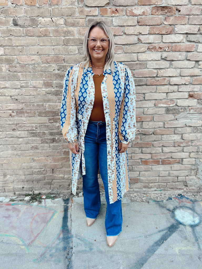 Mixed Print Shirt Dress-Dresses-Umgee-The Silo Boutique, Women's Fashion Boutique Located in Warren and Grand Forks North Dakota