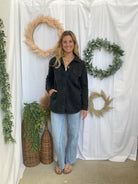 Mono B Snap Shacket-Black-Coats & Jackets-mono b-The Silo Boutique, Women's Fashion Boutique Located in Warren and Grand Forks North Dakota