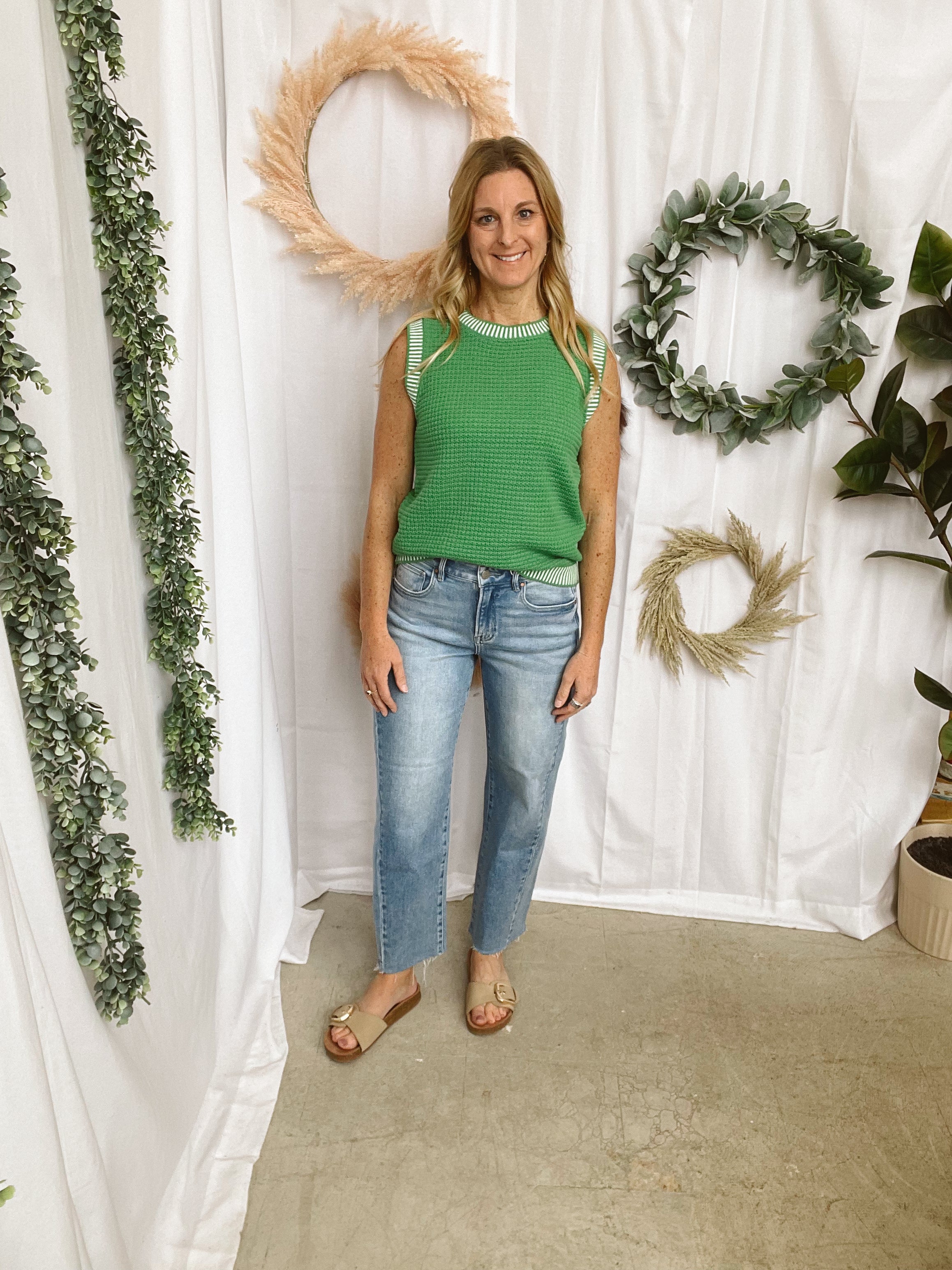 Green Solid Tank Sweater-Tank Tops-staccato-The Silo Boutique, Women's Fashion Boutique Located in Warren and Grand Forks North Dakota