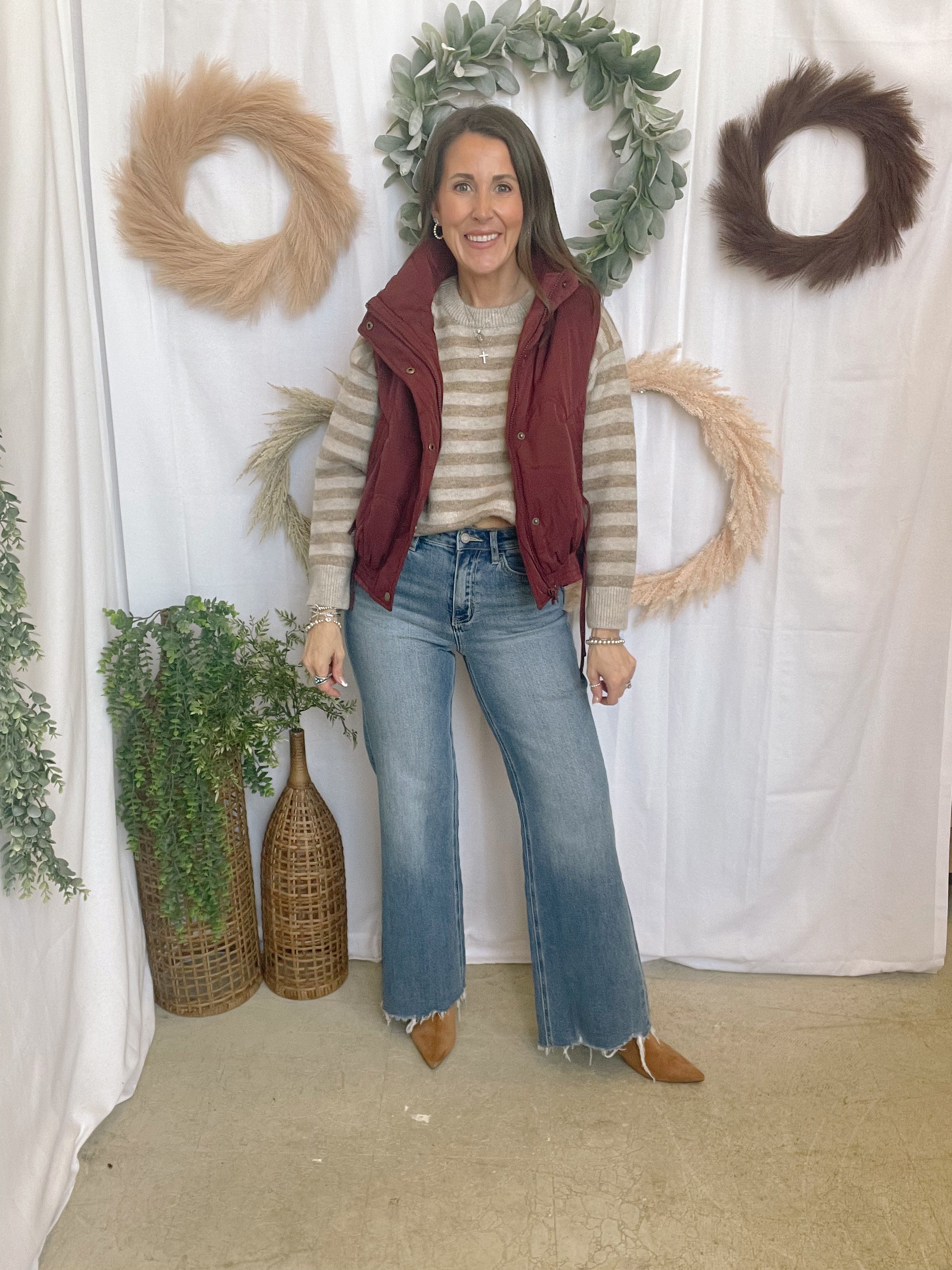 Wave Quilted Vest-Oxblood-Vests-blu pepper-The Silo Boutique, Women's Fashion Boutique Located in Warren and Grand Forks North Dakota