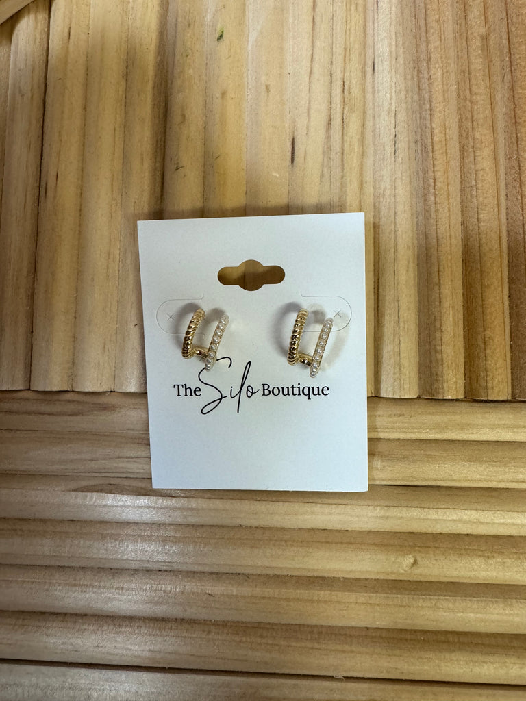Mini Pearl Hoop Earrings-earrings-Fame-The Silo Boutique, Women's Fashion Boutique Located in Warren and Grand Forks North Dakota