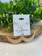 Thin Hammered Semi Circle Hoop Earrings-Earrings-Fame-The Silo Boutique, Women's Fashion Boutique Located in Warren and Grand Forks North Dakota