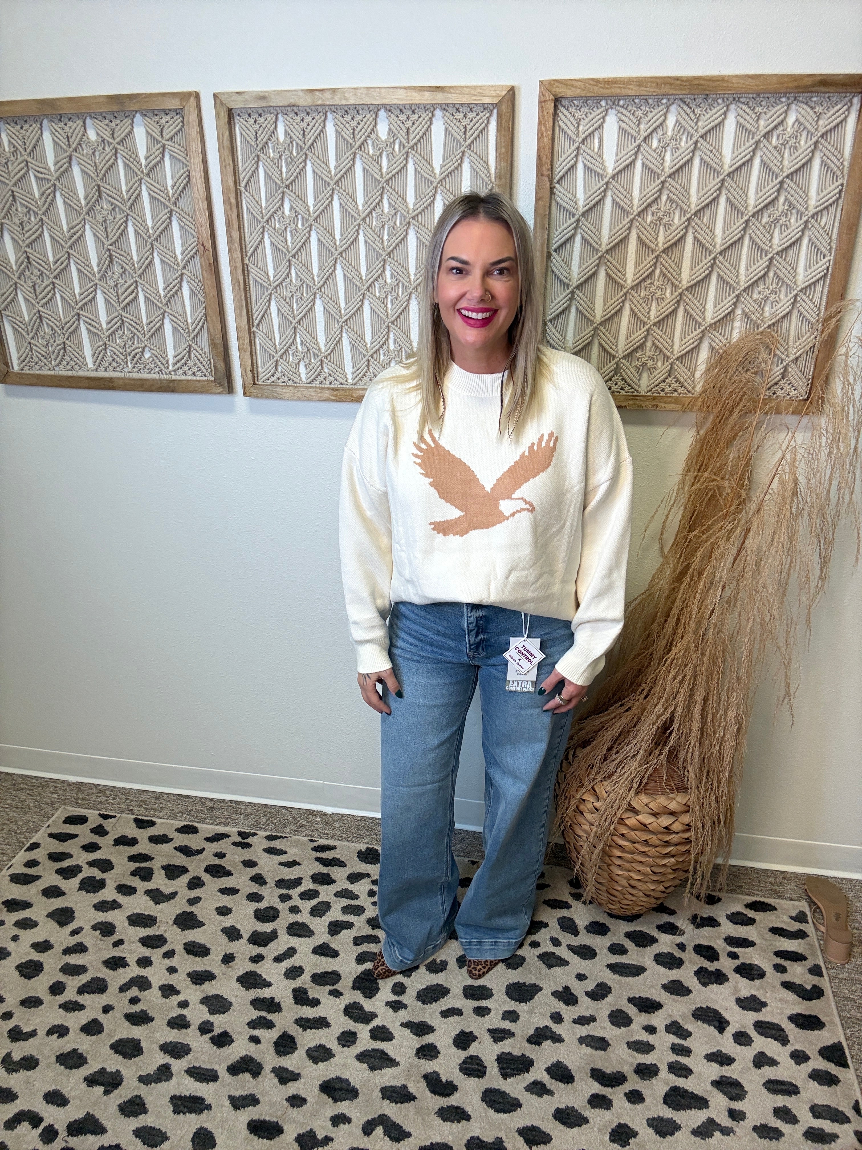 Eagle Sweater-Cream-Sweaters-sewn and see-The Silo Boutique, Women's Fashion Boutique Located in Warren and Grand Forks North Dakota