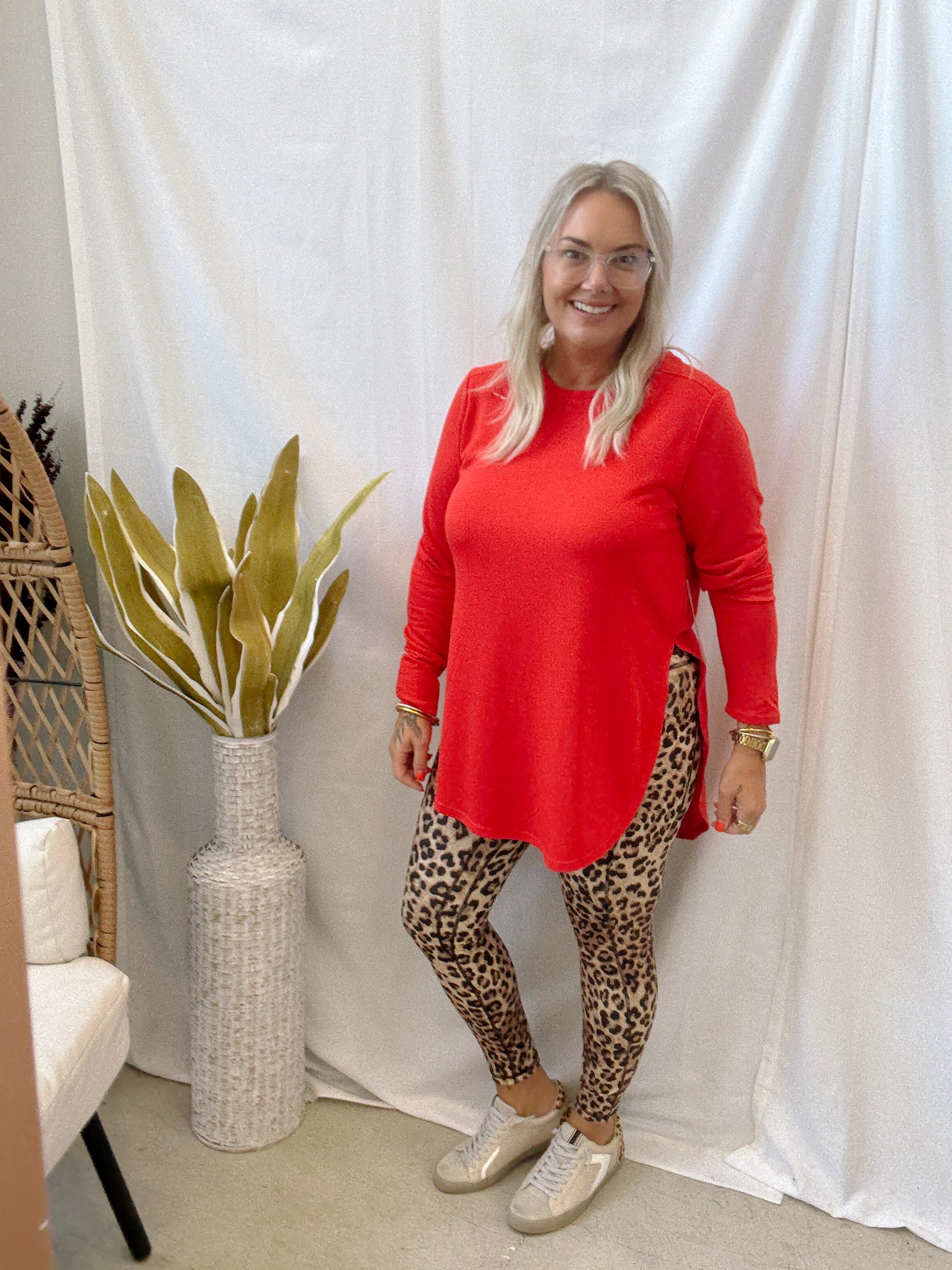 Mono B Long Sleeve Top-Red-Long Sleeve Tops-mono b-The Silo Boutique, Women's Fashion Boutique Located in Warren and Grand Forks North Dakota